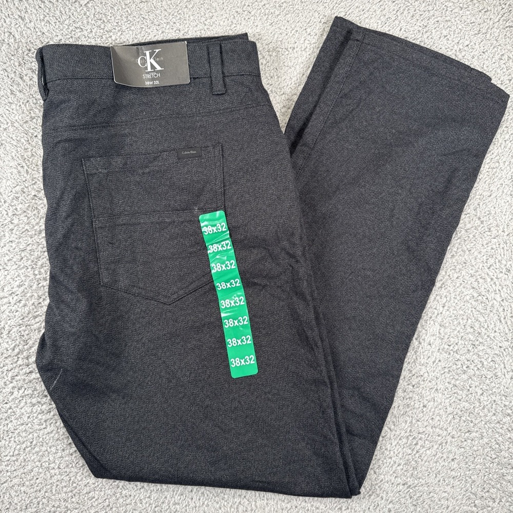 NEW Calvin Klein Pants Men's 36x32‎ Black Stretch Slim Fit Twill